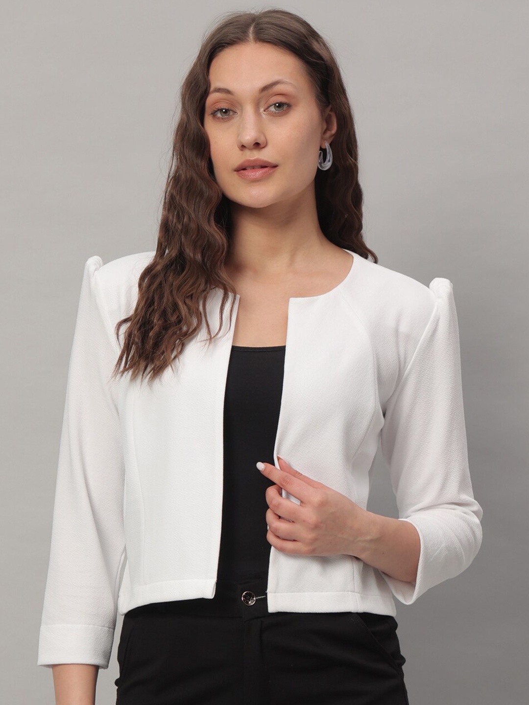

GLITO Women Open Front Mandarin Collar Shrug, White