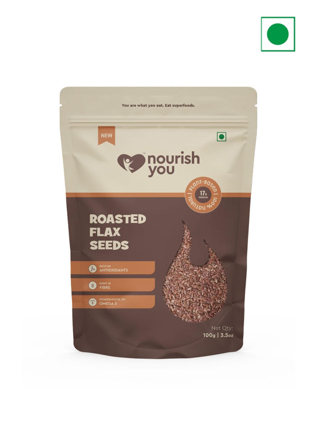 

Nourish You Pack of 2 Roasted Edible Flax Seeds - 100 gm, Brown