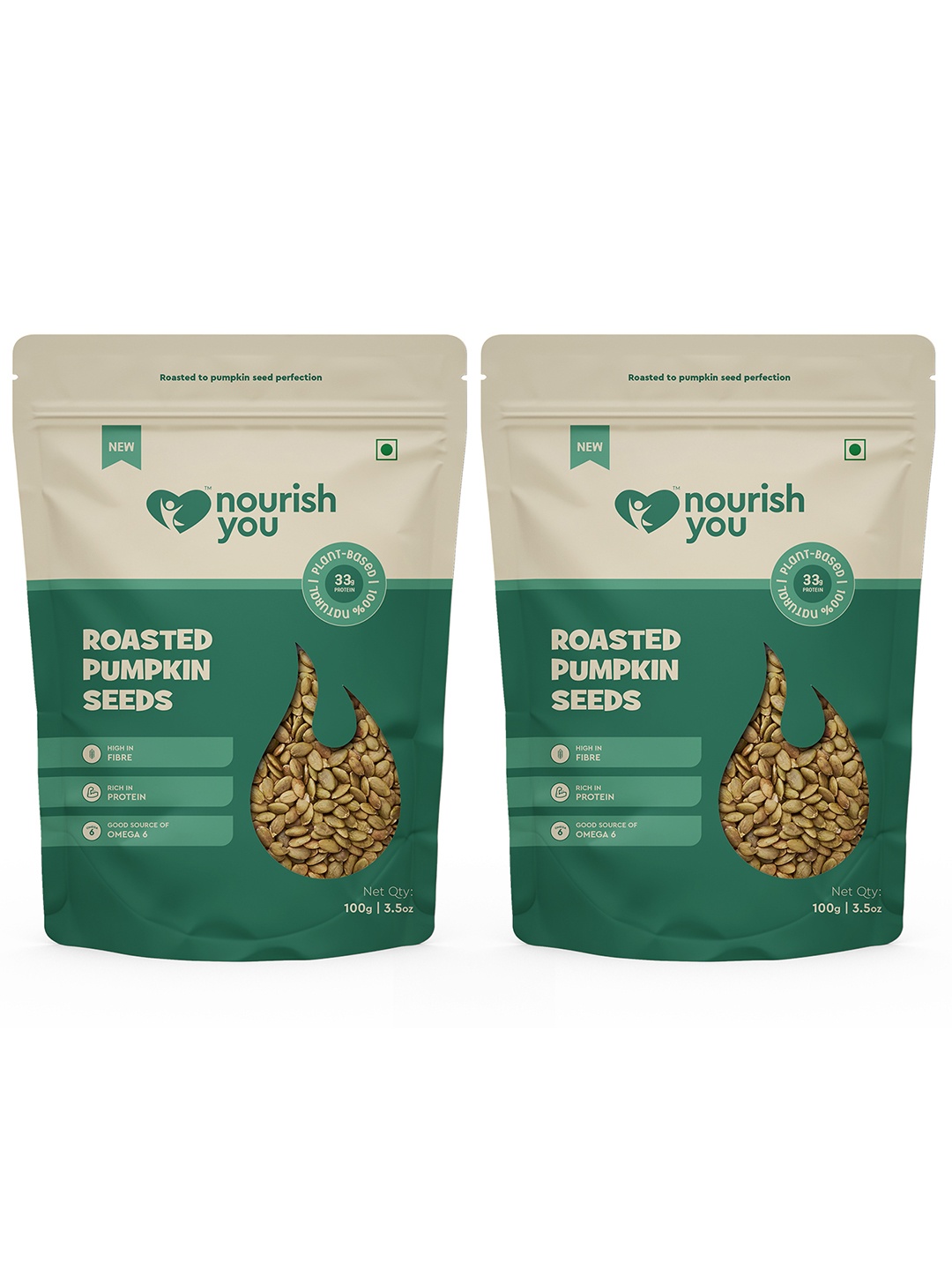 

Nourish You 2-pcs Roasted Edible Pumpkin Seeds- 100 Gms Each, Green