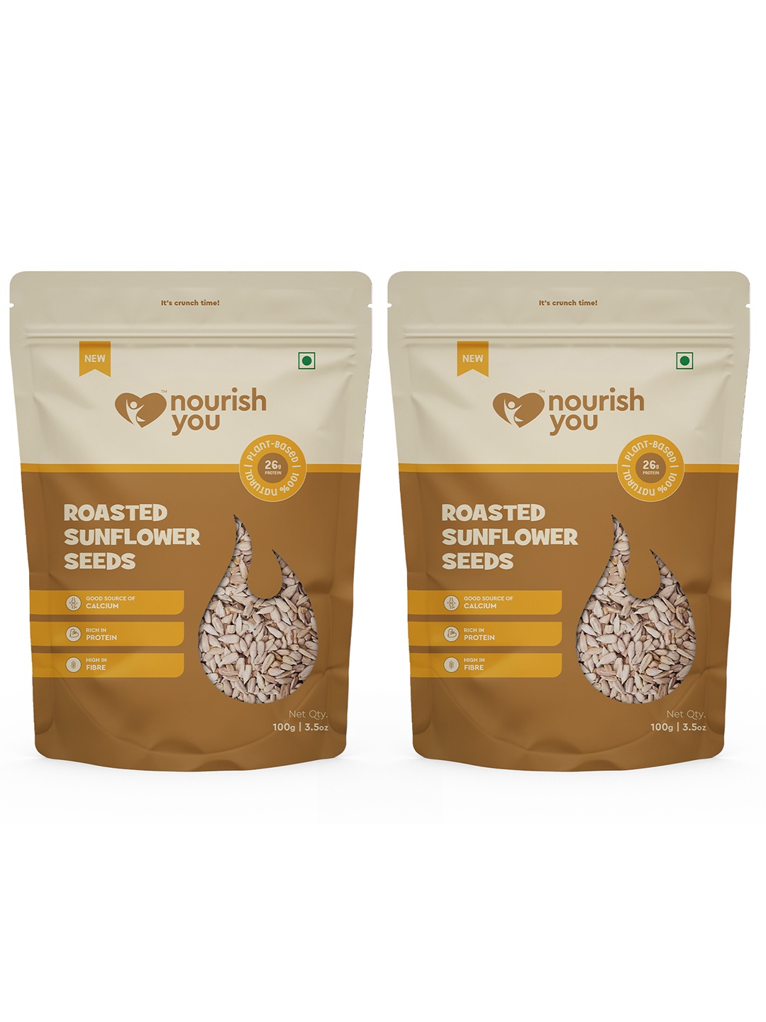 

Nourish You Pack of 2 Roasted Sunflower Seeds for eating - 100 gm each, Yellow