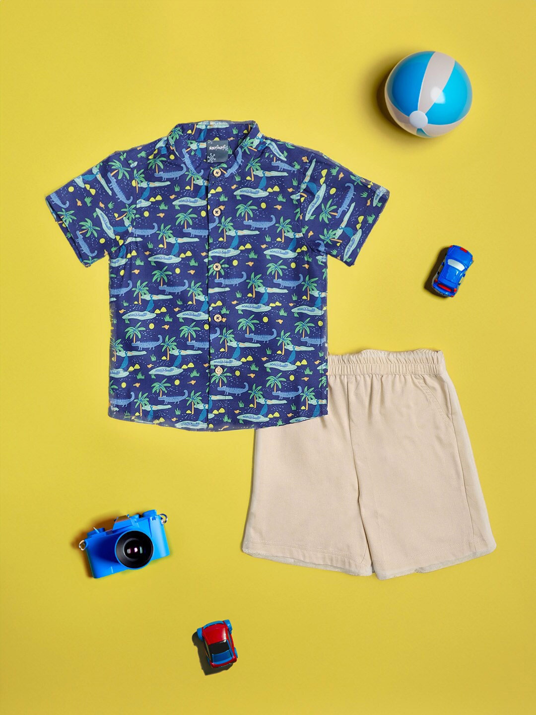 

Nauti Nati Boys Printed Shirt with Shorts, Navy blue