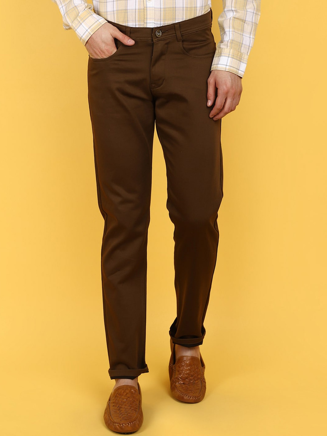 

V-Mart Men Slim Fit Chinos Trouser, Brown