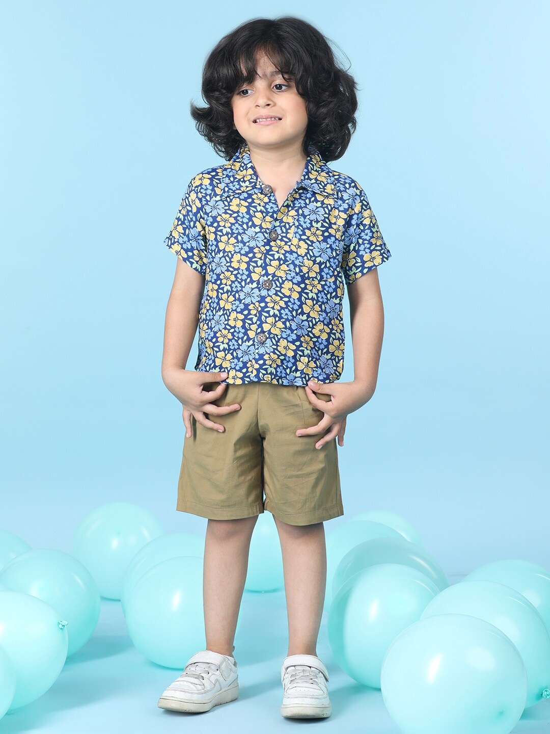 

Cutiekins Boys Printed Shirt With Shorts, Navy blue