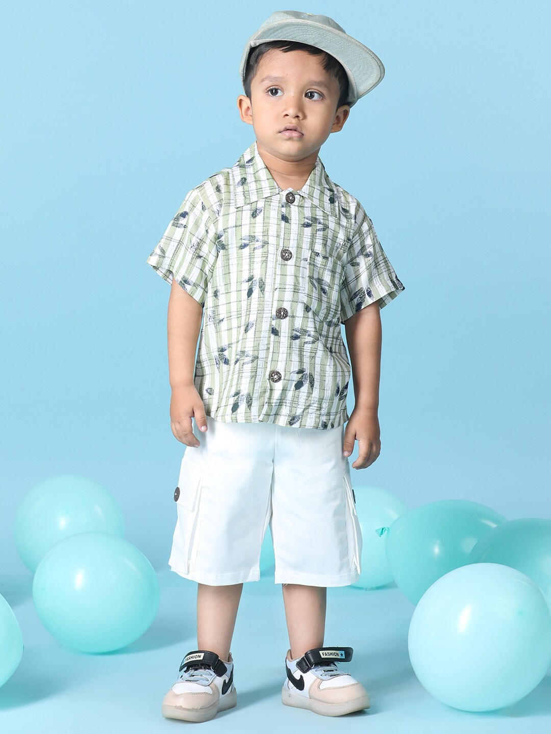 

Cutiekins Boys Printed Shirt with Shorts, Green