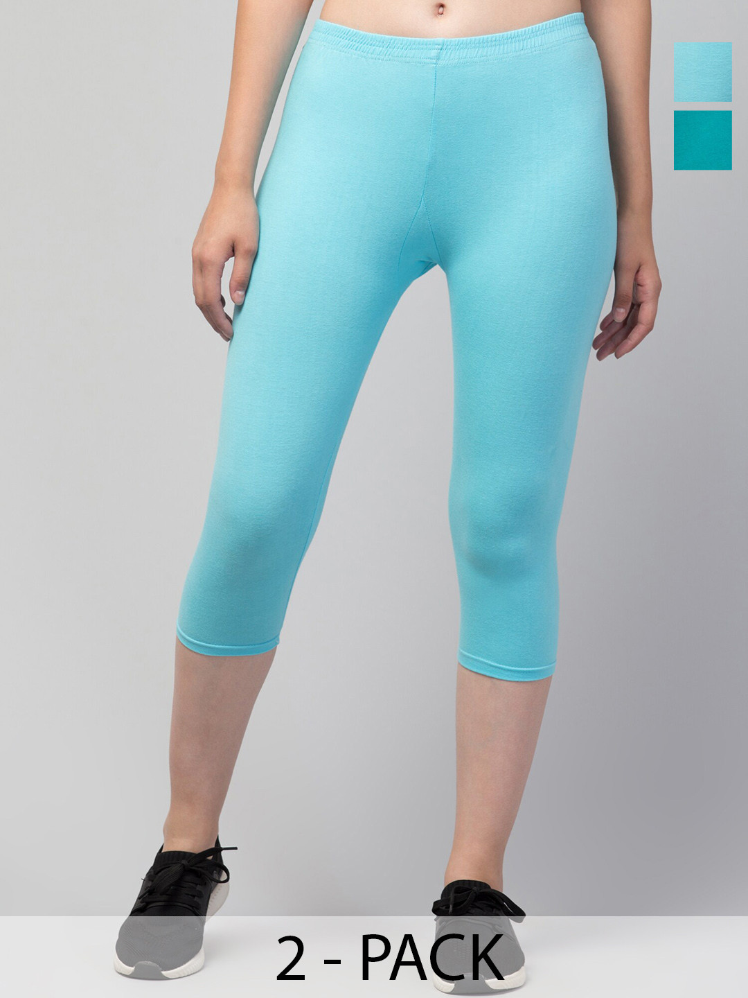 

A-Okay Pack Of 2 Mid Rise Skinny Fit Capris, Green