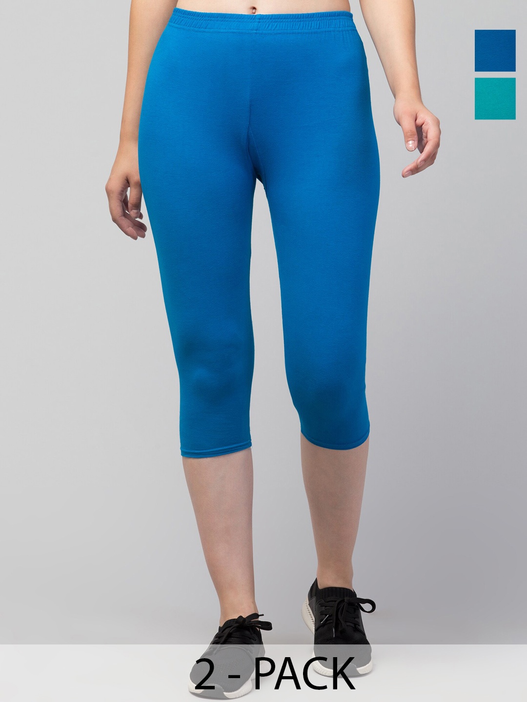 

A-Okay Pack Of 2 Mid Rise Skinny Fit Capris, Green