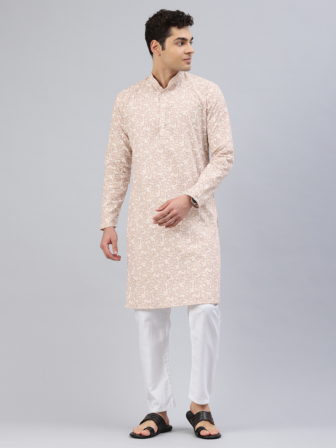 

Majestic Man Men Ethnic Motifs Printed Kurta, Cream