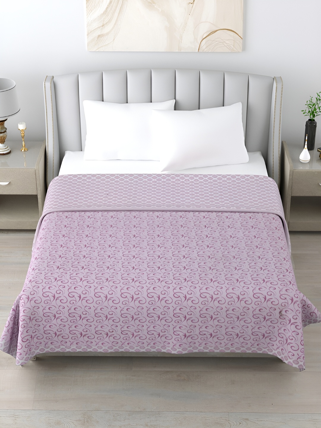 

Home Fresh Purple Floral AC Room 210 GSM Cotton Double Bed Dohar