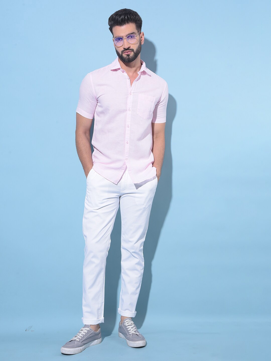 

Crimsoune Club Classic Slim Fit Cotton Casual Shirt, Pink