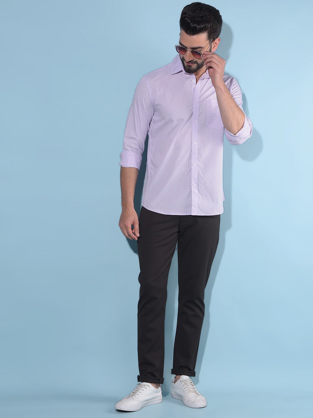 

Crimsoune Club Resort Collar Slim Fit Cotton Casual Shirt, Purple