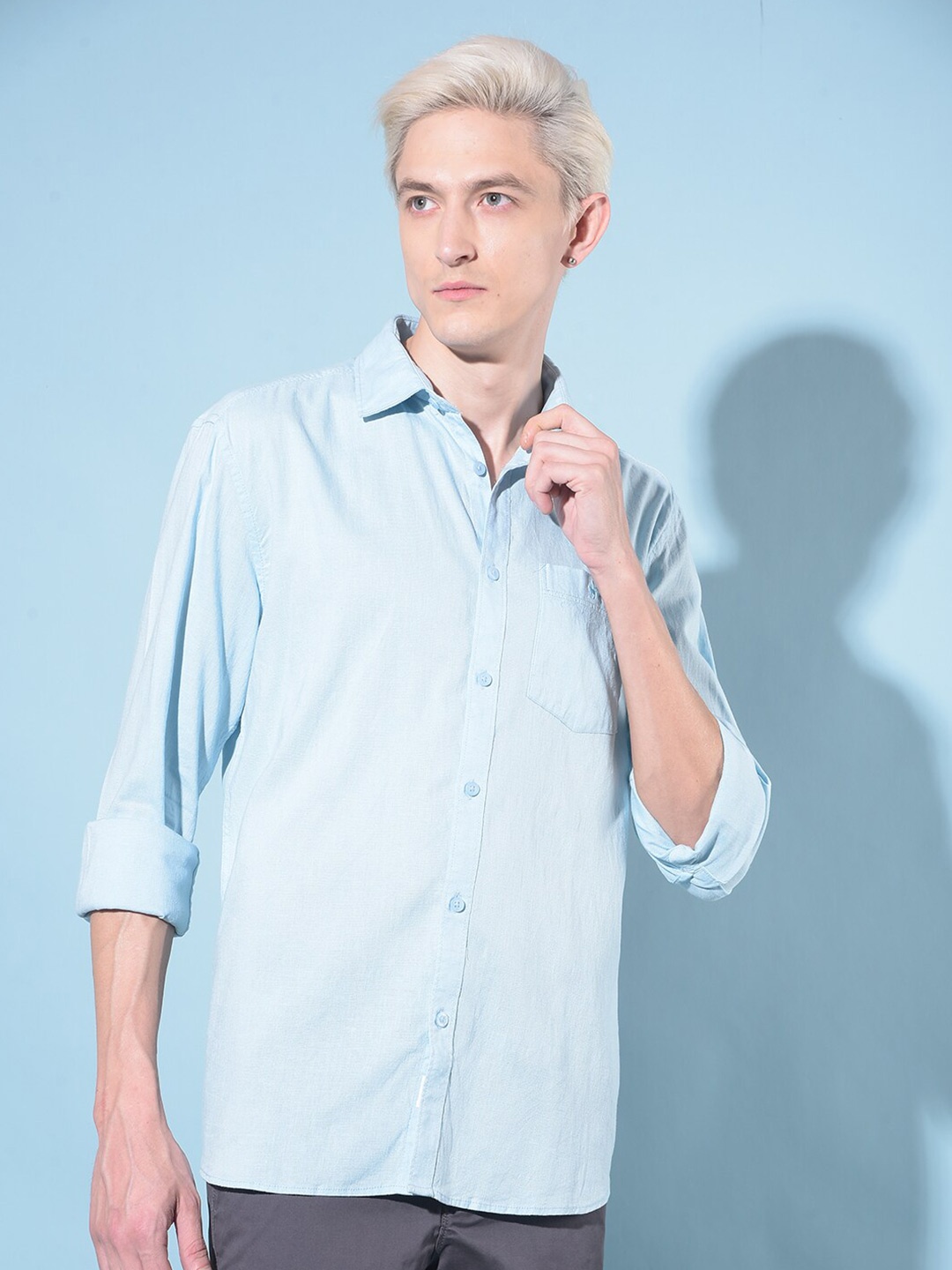 

Crimsoune Club Classic Slim Fit Casual Shirt, Blue