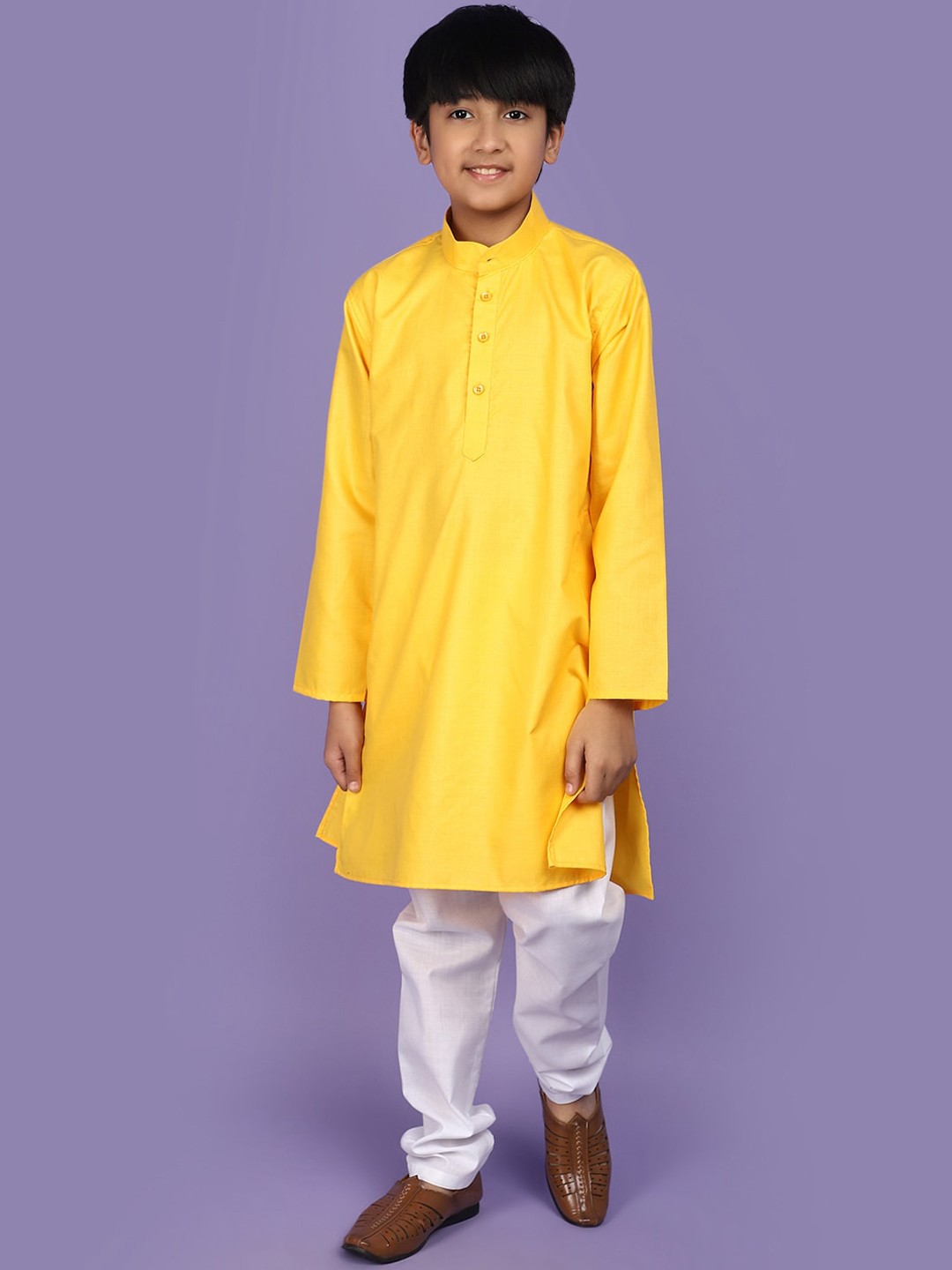 

V-Mart Boys Regular Pure Cotton Kurta with Pyjama, Yellow