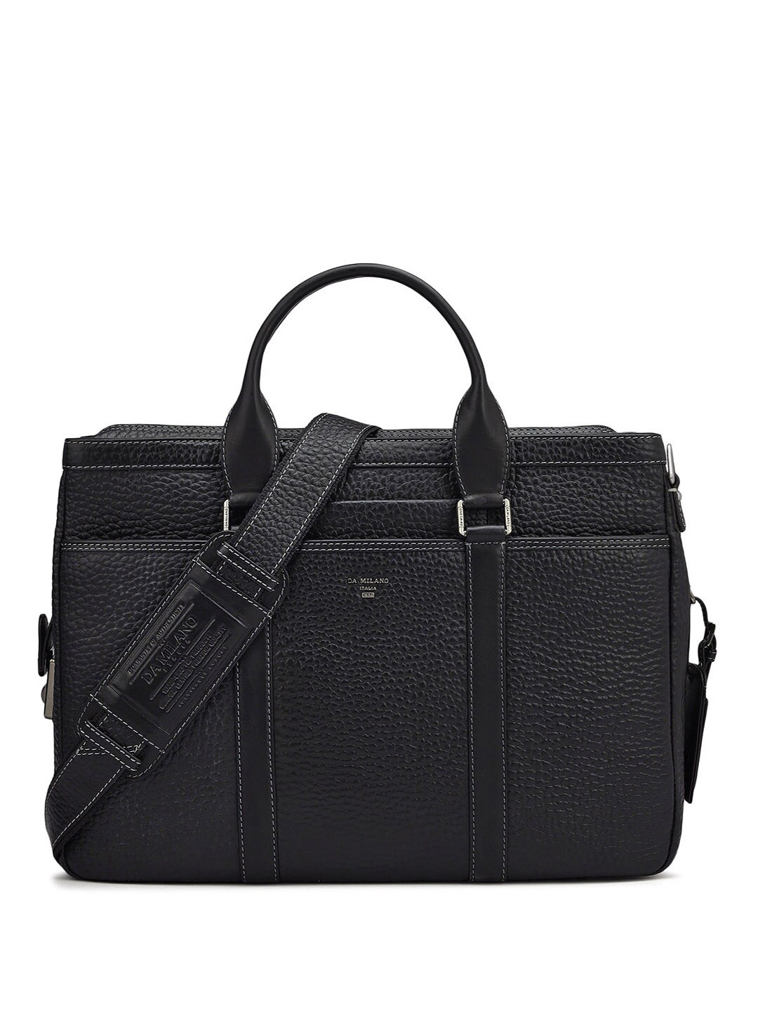 

Da Milano Men Textured Leather Laptop Bag Up to 15 inch, Black