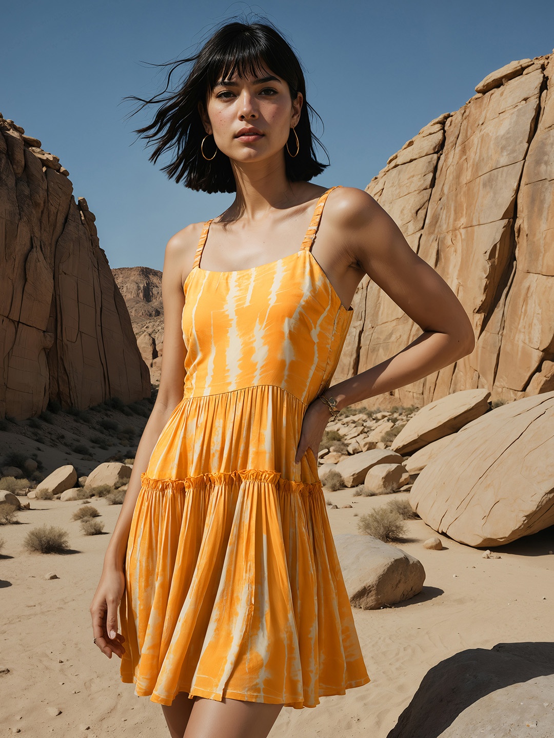 

H&M Tie & Dye Print Dress, Yellow