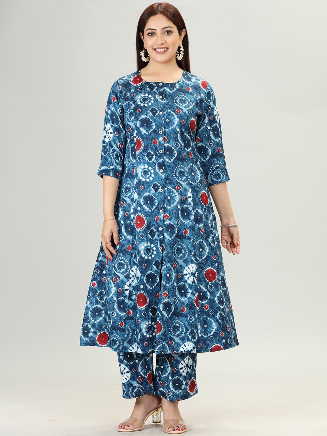 

COTTON CULTURE Printed Pure Cotton Anarkali Kurta & Trouser, Navy blue