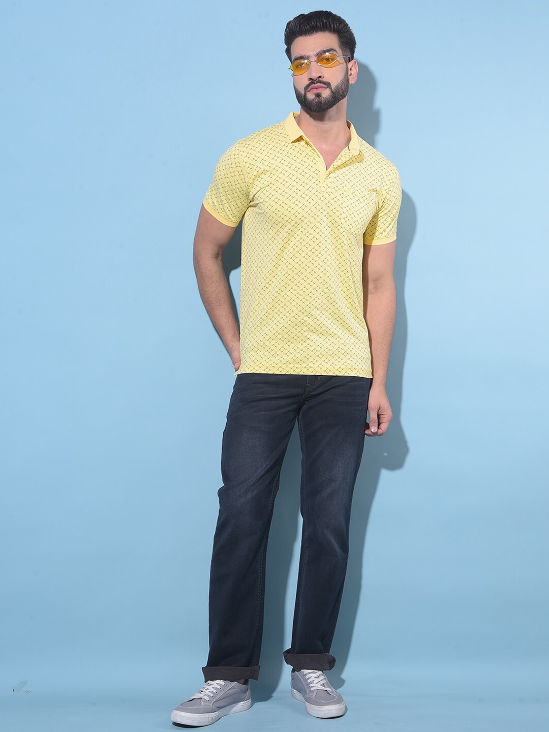 

Crimsoune Club Geometric Printed Cotton T-shirt, Yellow