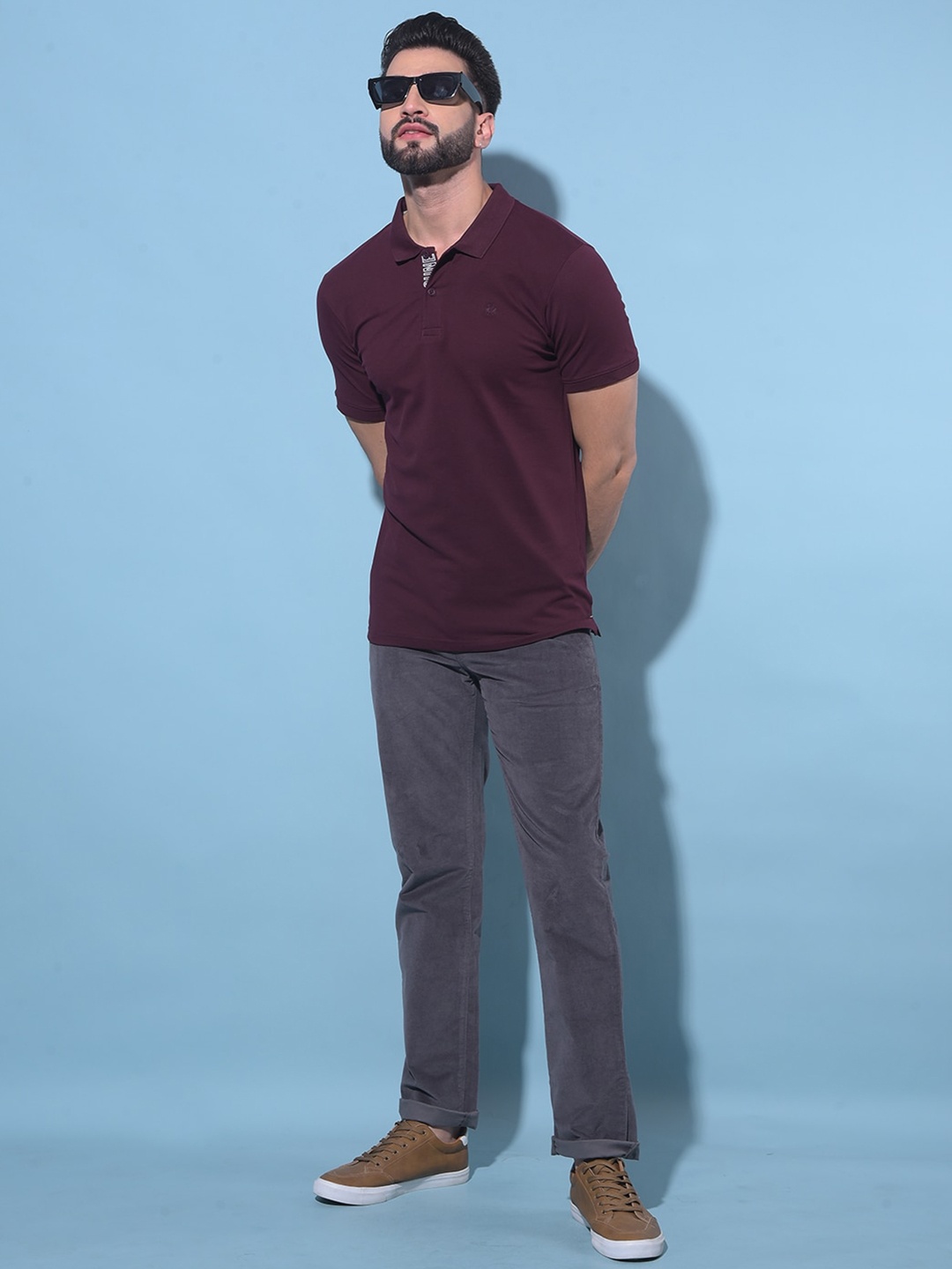 

Crimsoune Club Polo Collar Slim Fit Cotton T-shirt, Red