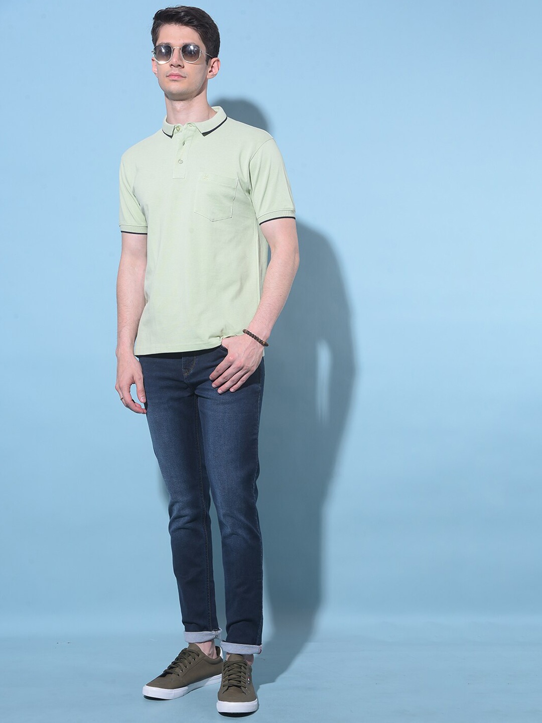 

Crimsoune Club Polo Collar Slim Fit T-shirt, Green