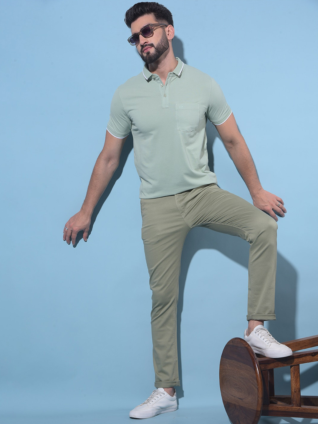 

Crimsoune Club Polo Collar Cotton Slim Fit T-shirt, Green