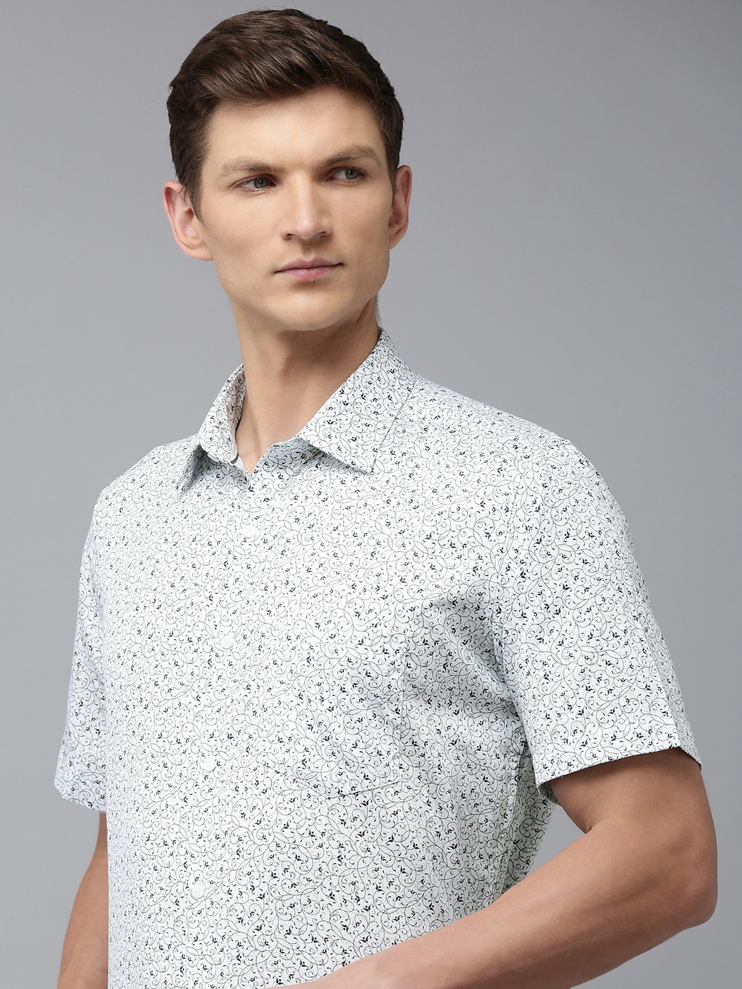 

Van Heusen Custom Fit Printed Pure Cotton Formal Shirt, White