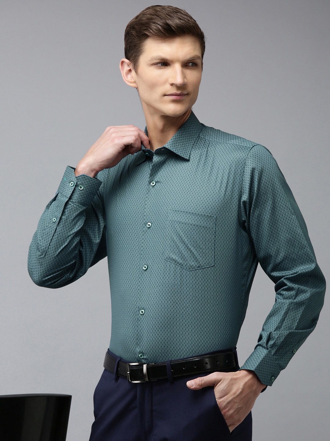 

Van Heusen Custom Fit Printed Pure Cotton Formal Shirt, Teal