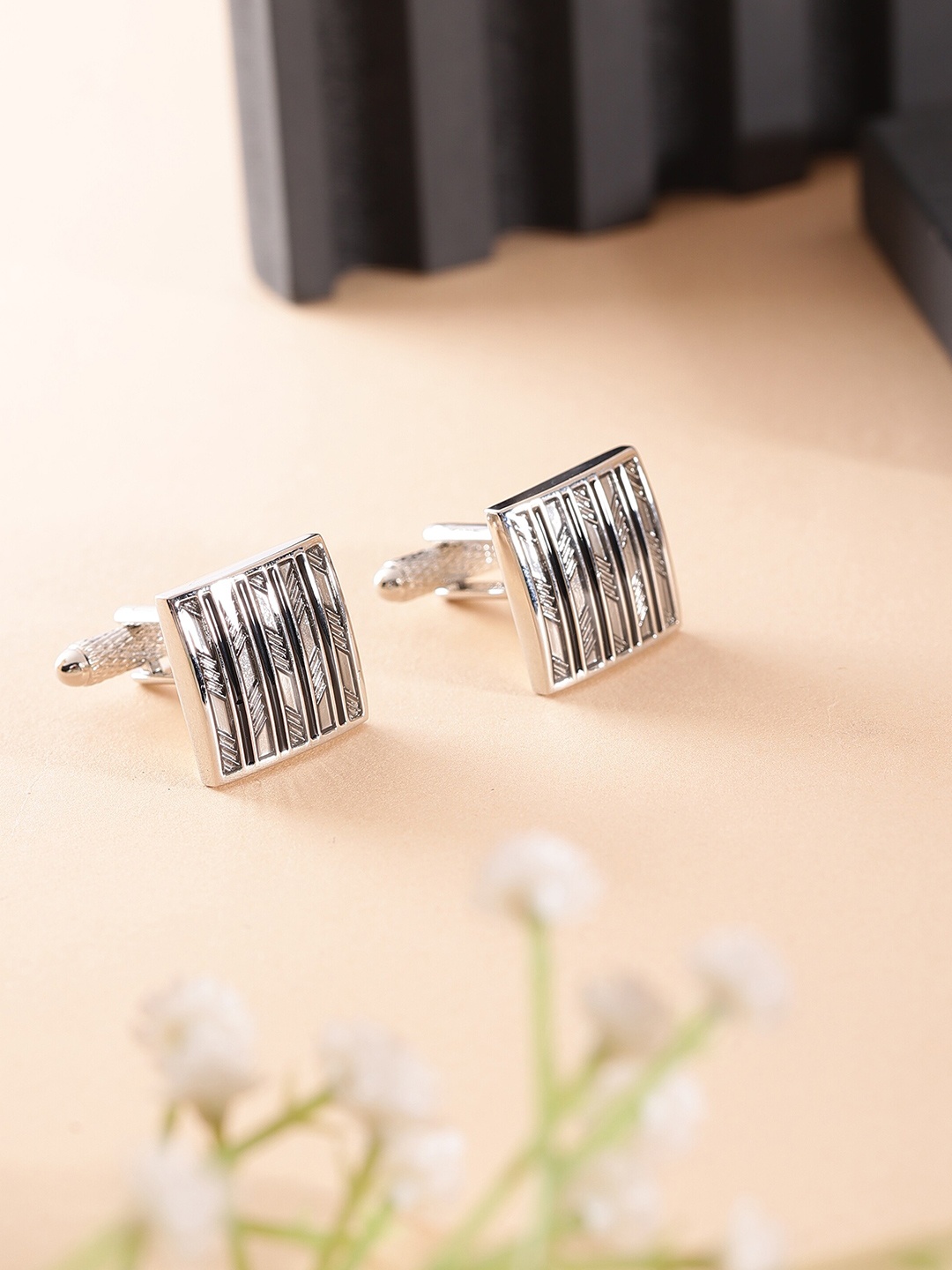 

Alvaro Castagnino Men Embellished Square Cufflinks, Silver