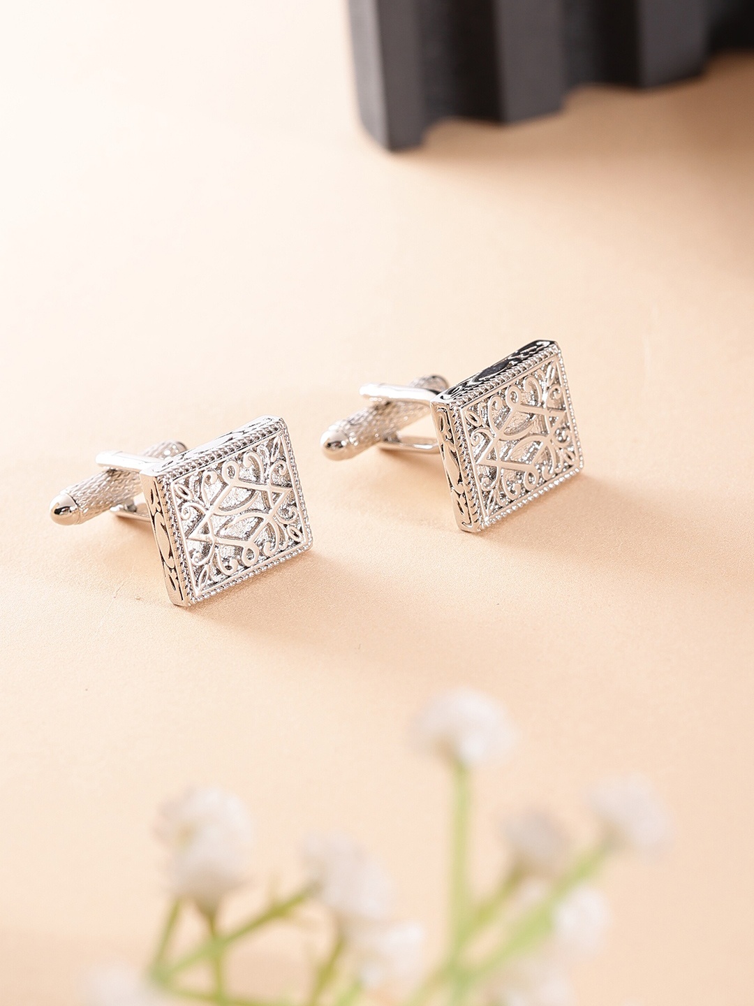

Alvaro Castagnino Men Embellished Square Cufflinks, Silver