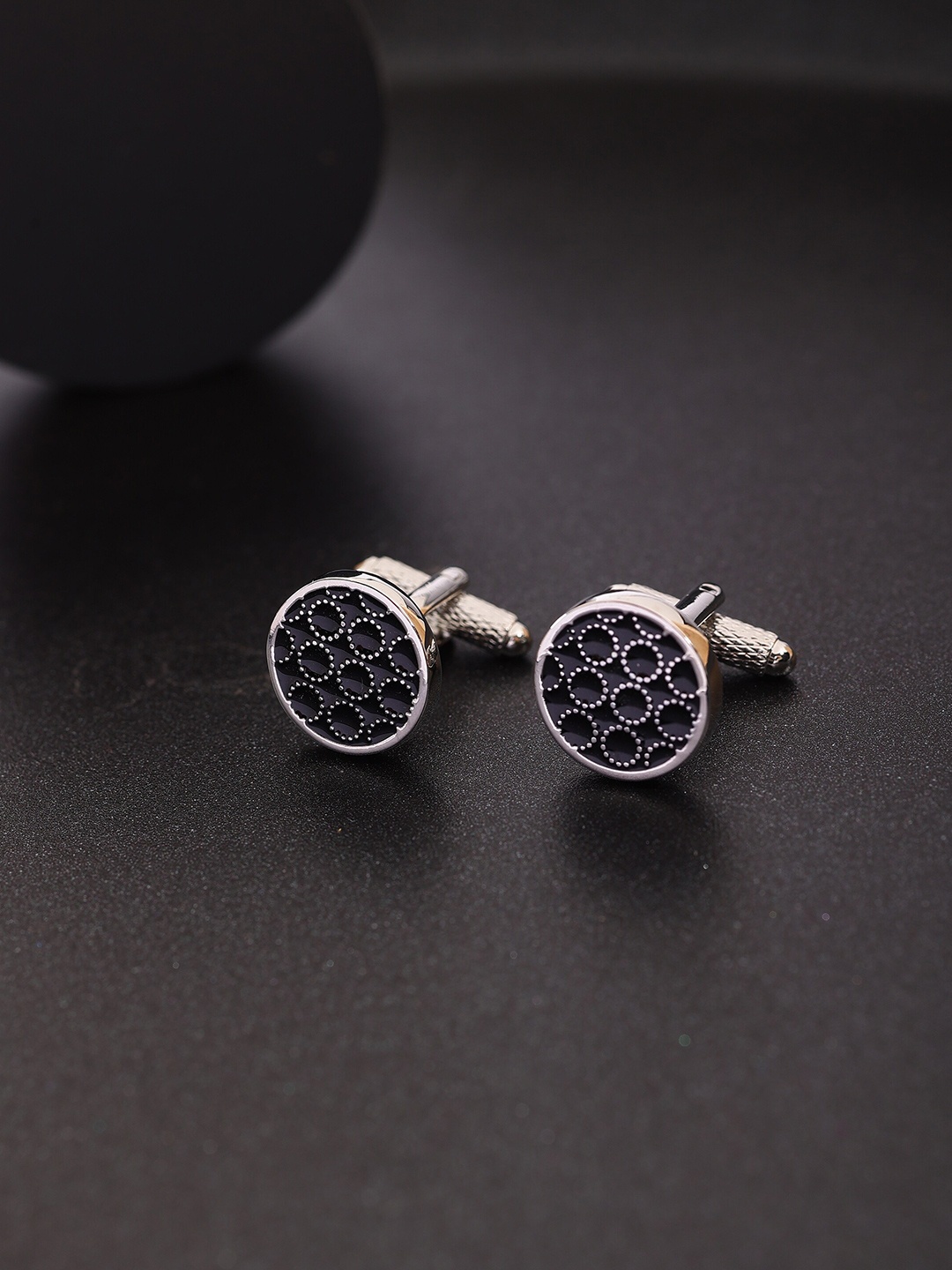 

Alvaro Castagnino Textured Round Cufflinks, Black