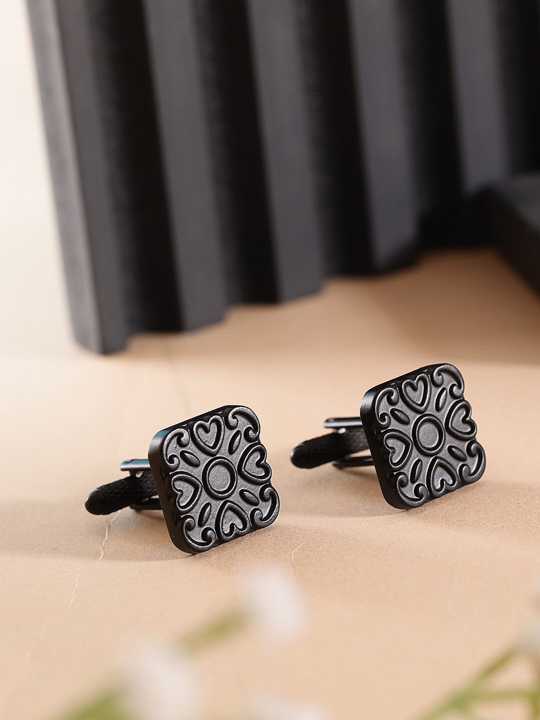 

Alvaro Castagnino Men Embellished Square Cufflinks, Black