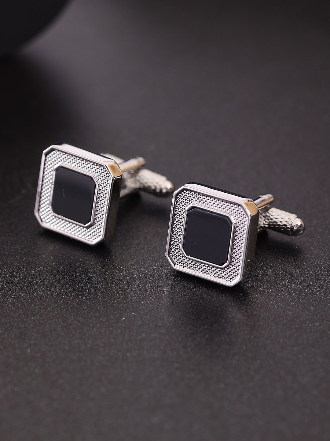 

Alvaro Castagnino Textured Square Cufflink, Black