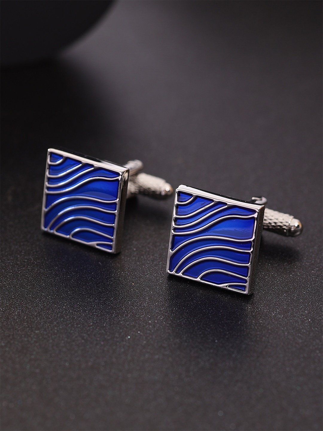 

Alvaro Castagnino Men Textured Square Cufflinks, Blue