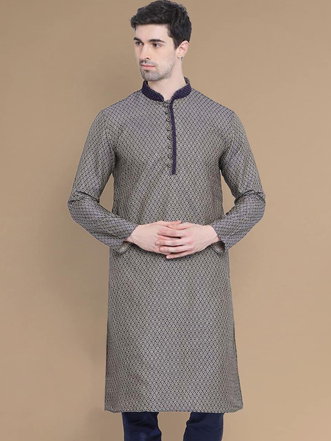 

Sanwara Woven Design Strigth Kurta, Blue