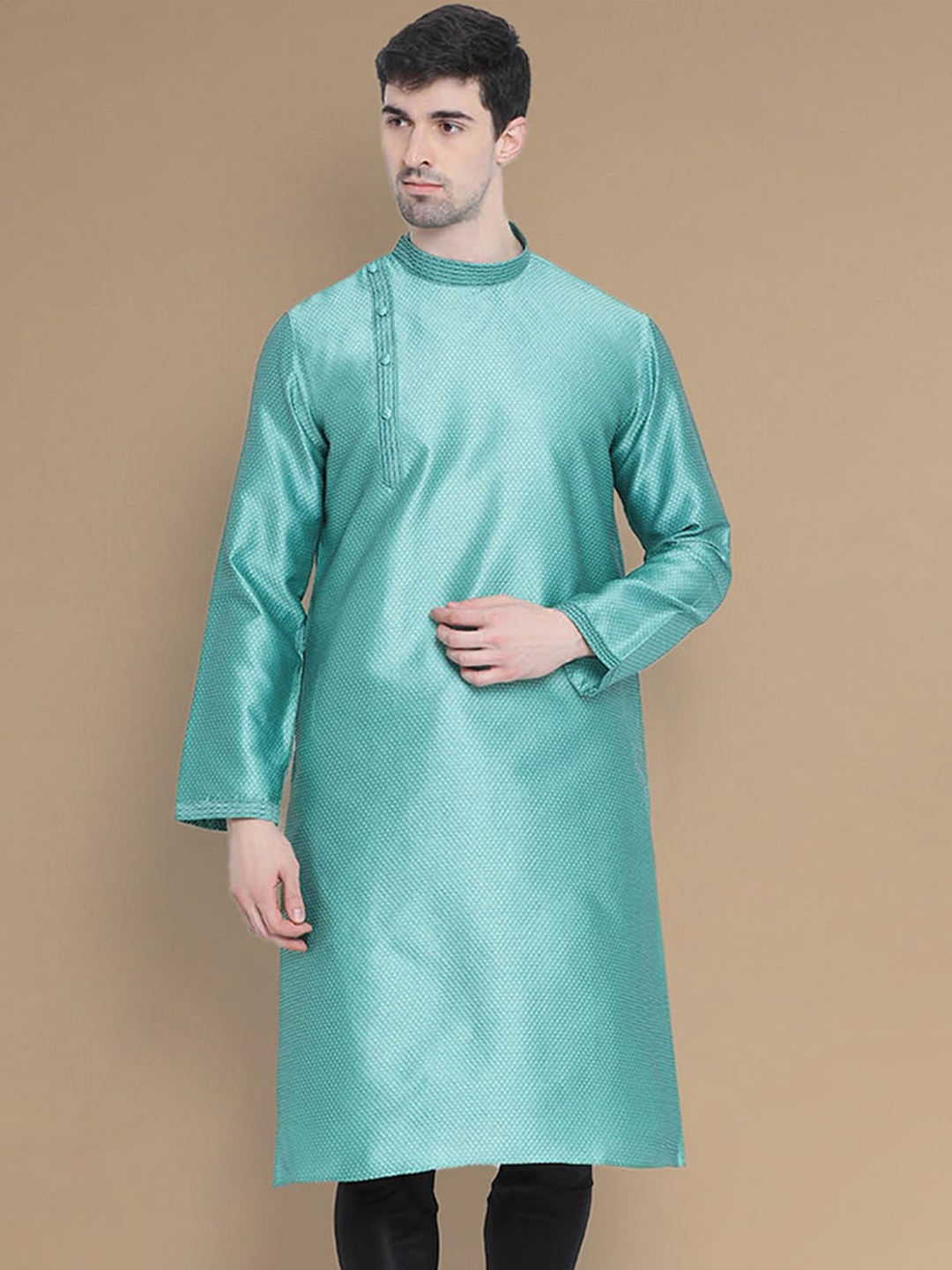 

Sanwara Woven Design Thread Work Strigth Kurta, Green