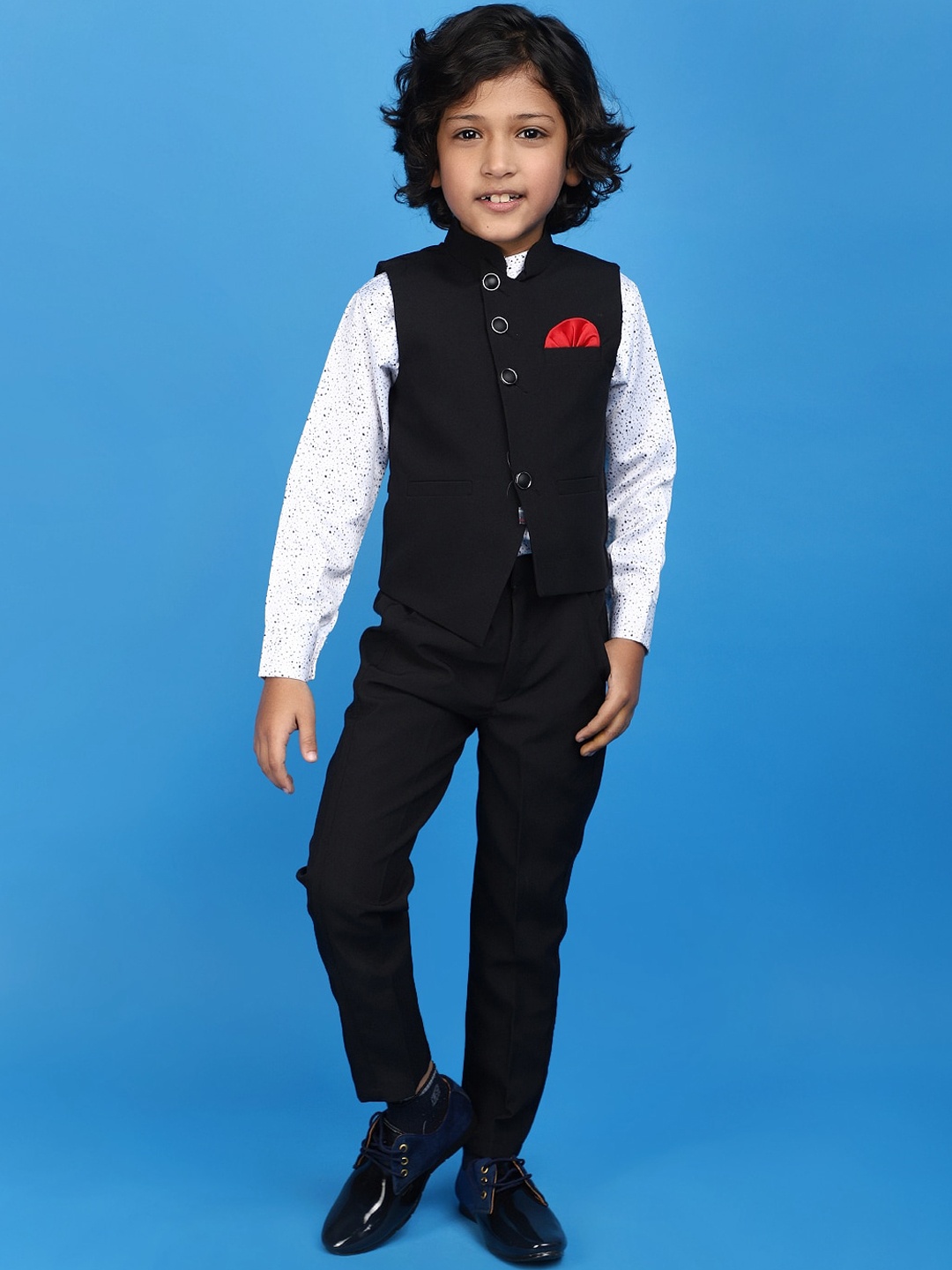 

V-Mart Boys Single-Breasted Two-Piece Party Suit, Black