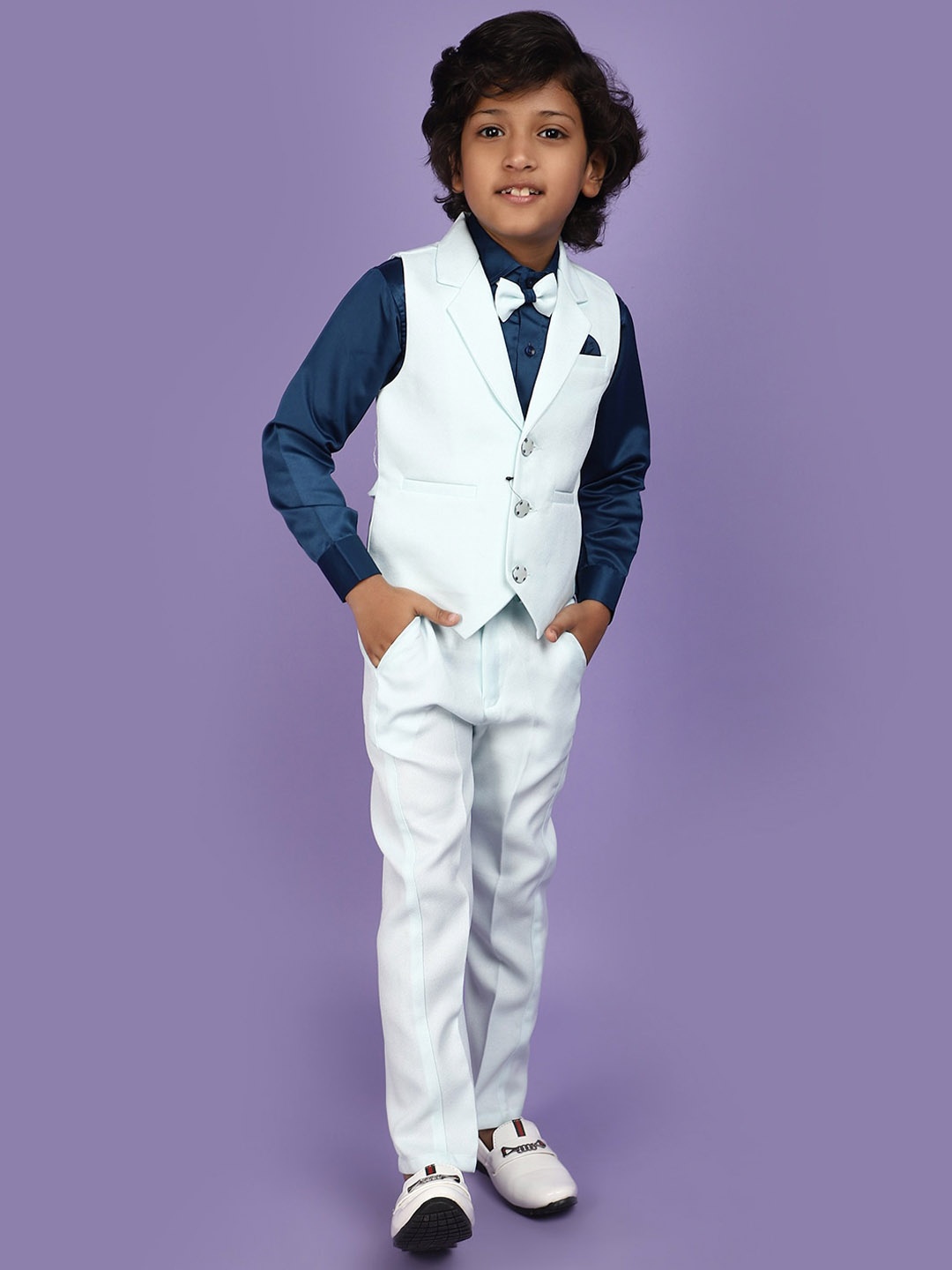 

V-Mart Boys Single-Breasted Two-Piece Formal Suit, White