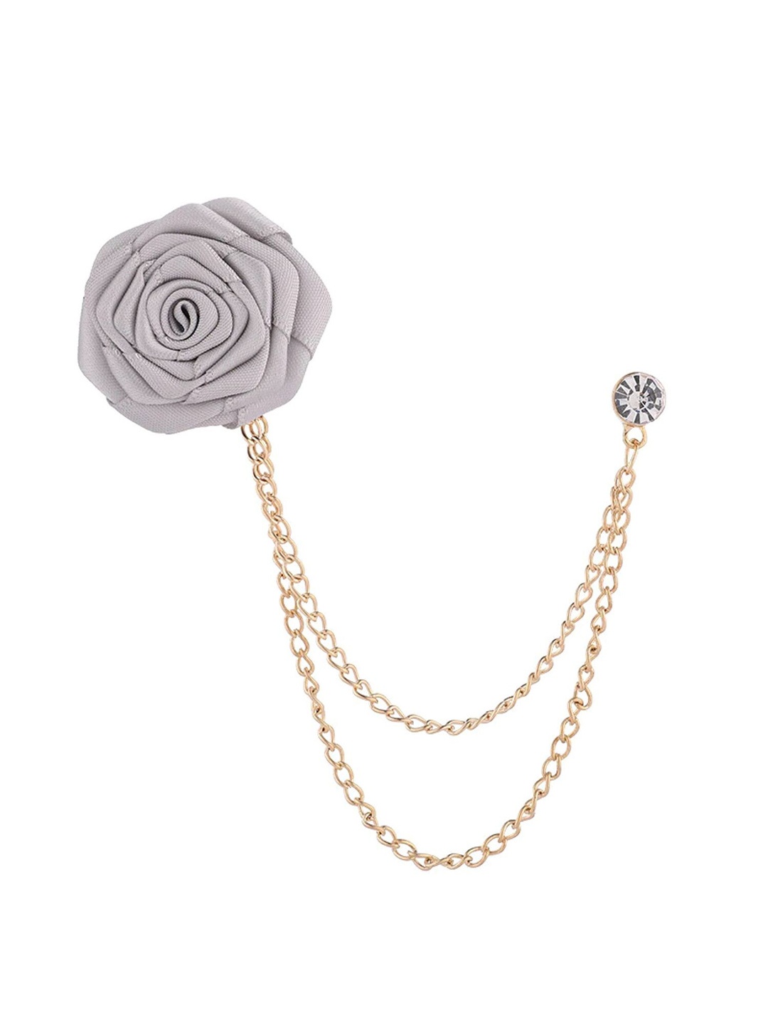 

SYGA Unisex Flower Brooch Pin with Chain, Grey
