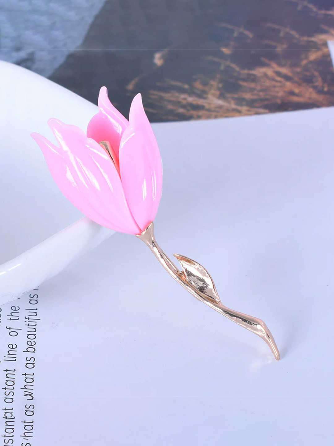 

SYGA Women Tulip and Flower Brooch, Pink