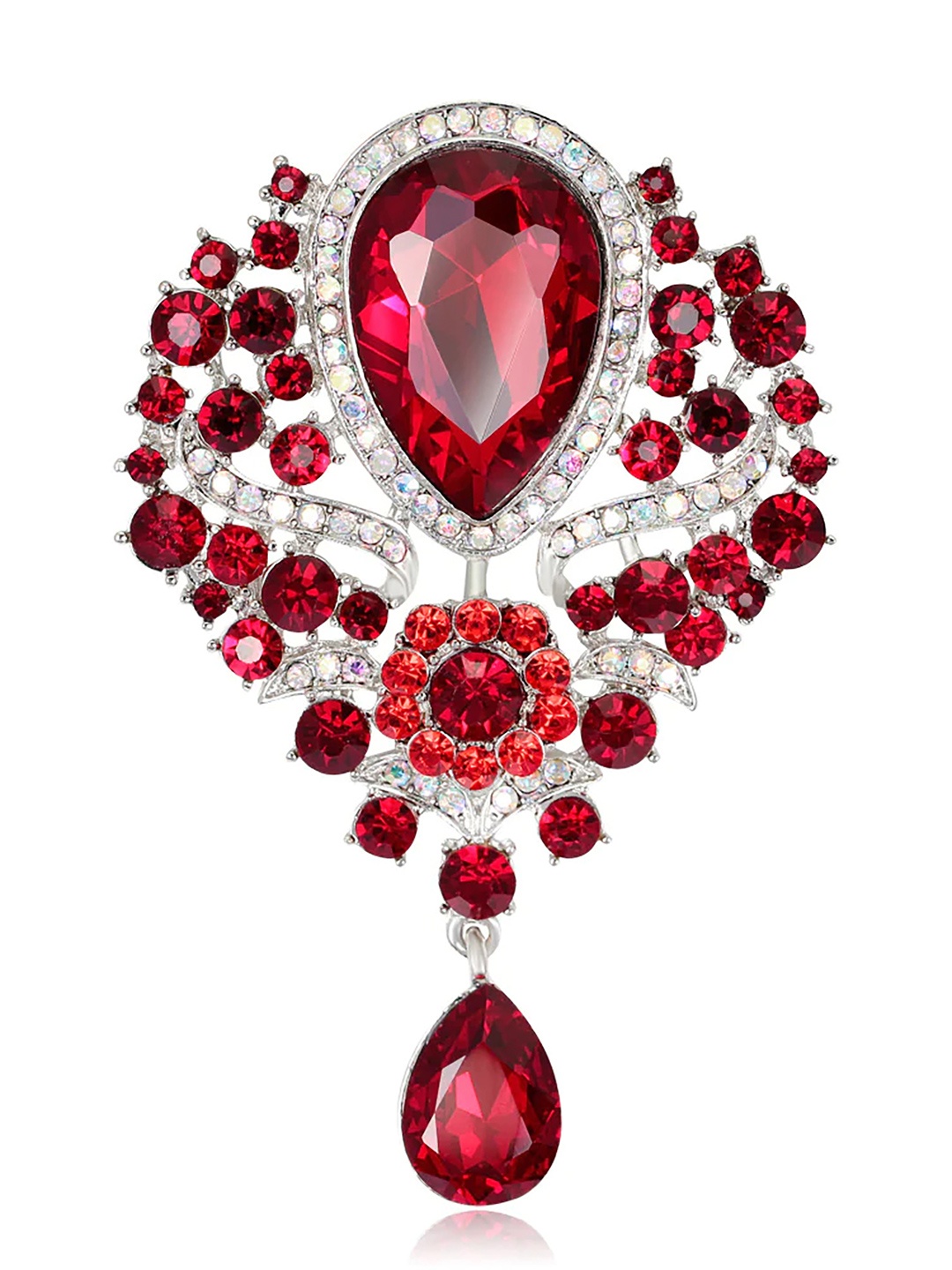 

SYGA Women Rhinestone Statement Pin Brooch, Red