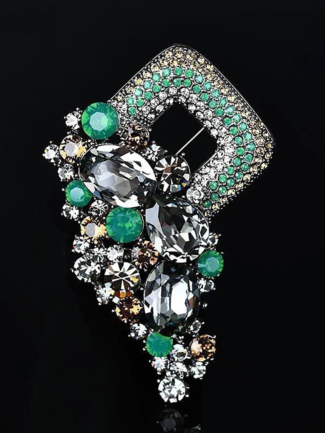 

SYGA Women Diamond-Encrusted Brooch, Silver