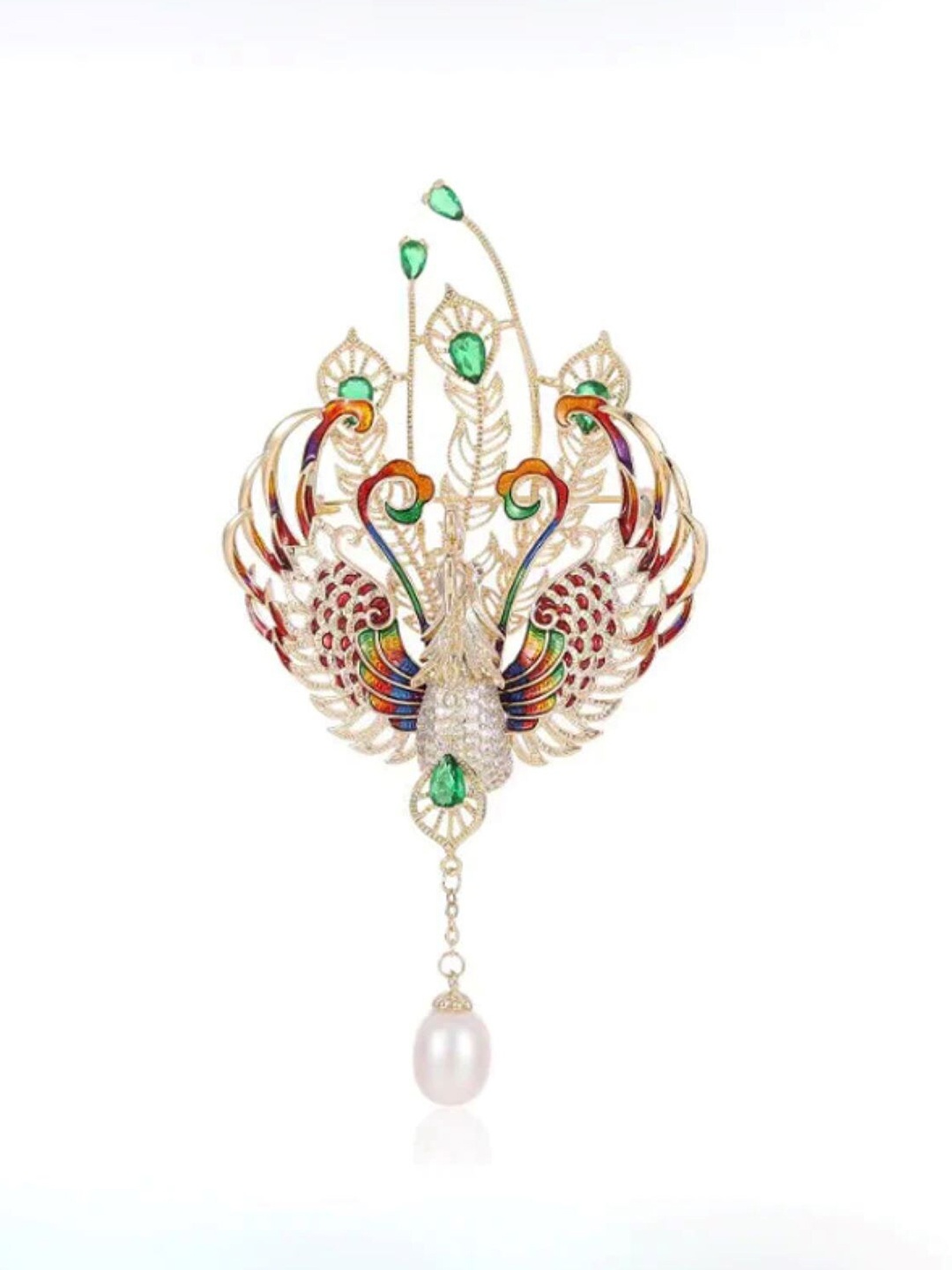 

SYGA Women Peacock Brooch, Gold