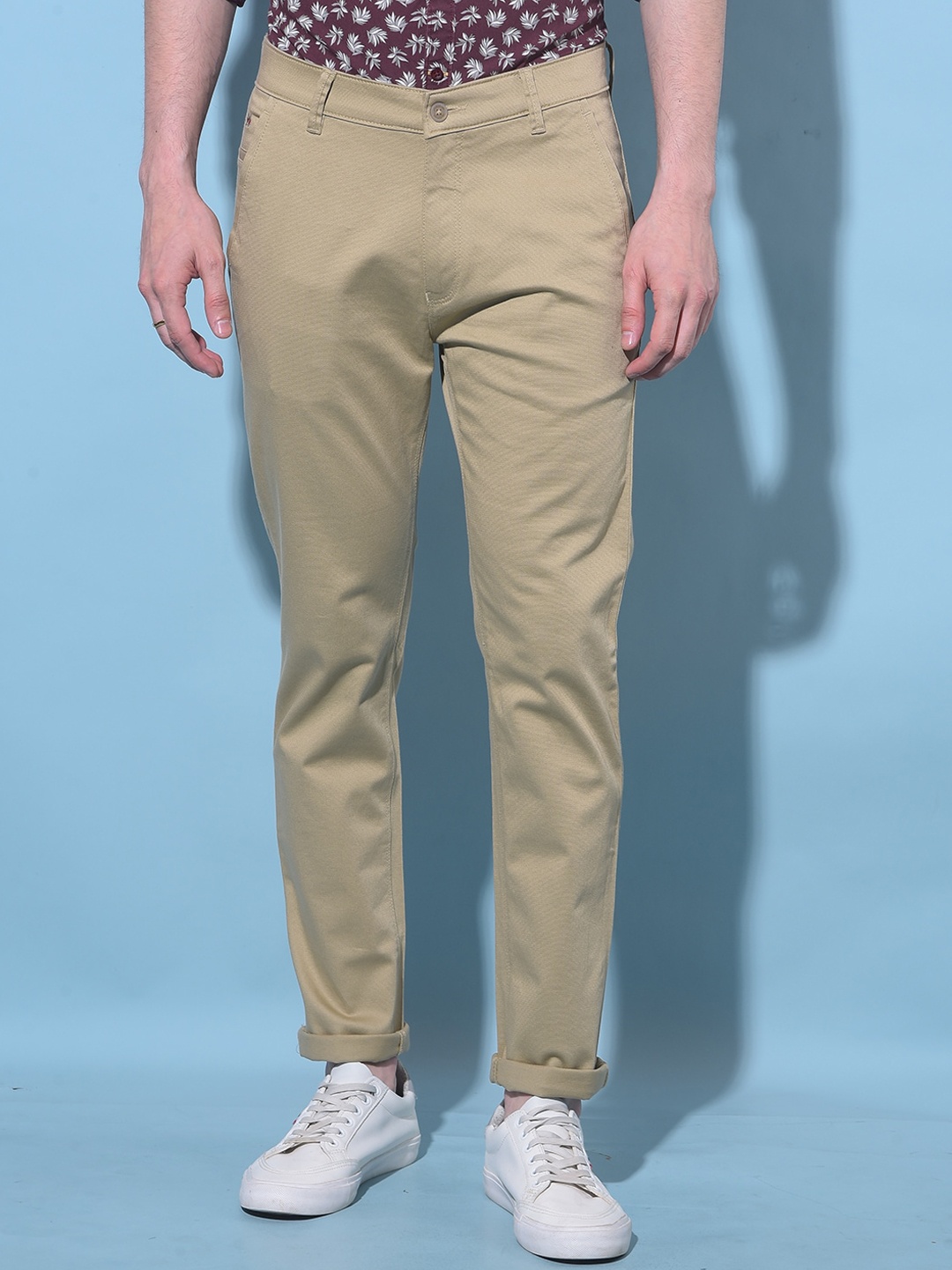 

Crimsoune Club Men Original Slim Fit Chinos Trouser, Beige