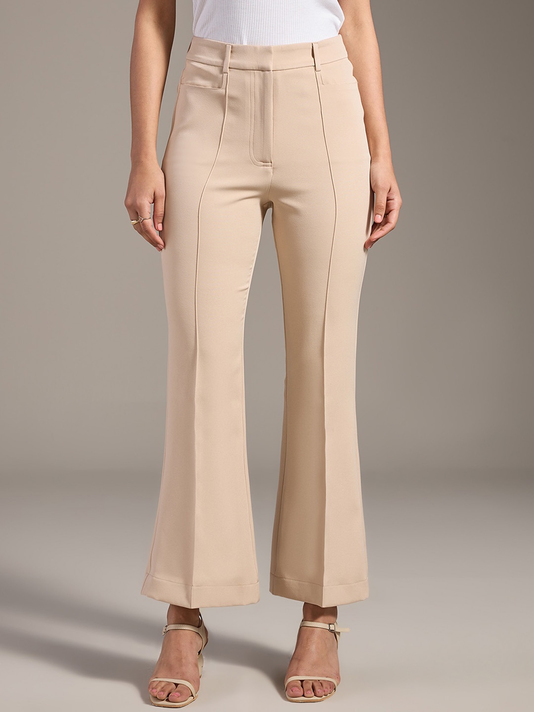 

20Dresses Women Beige High-Rise Trousers