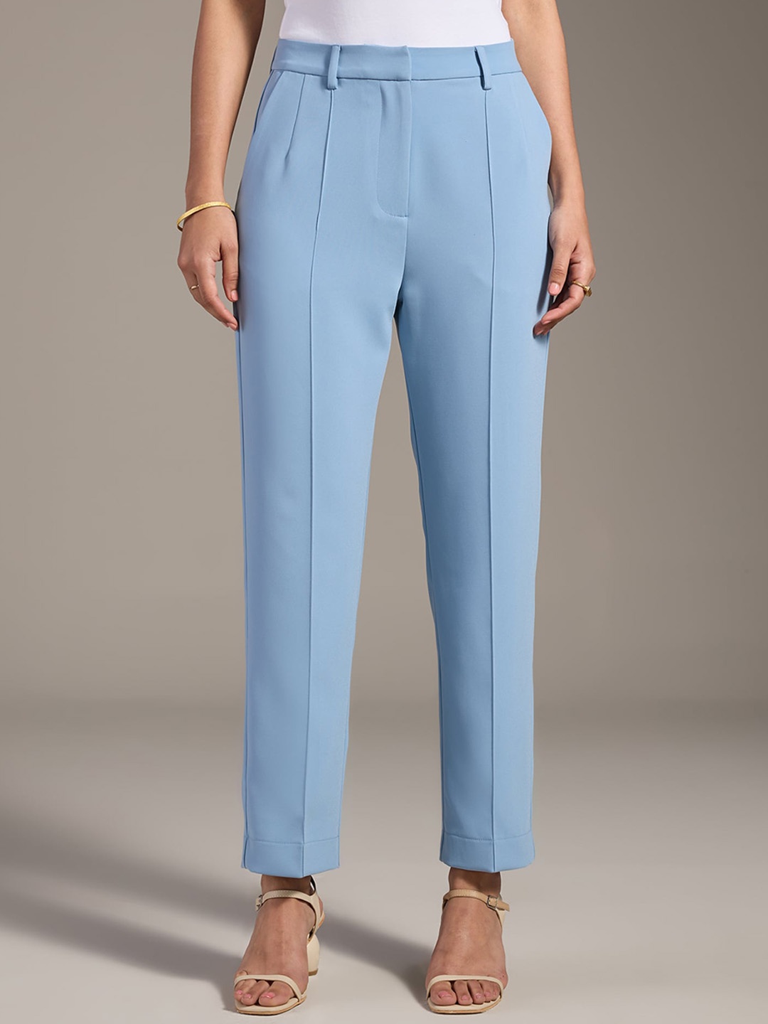 

20Dresses Women Blue High-Rise Pleated Trousers