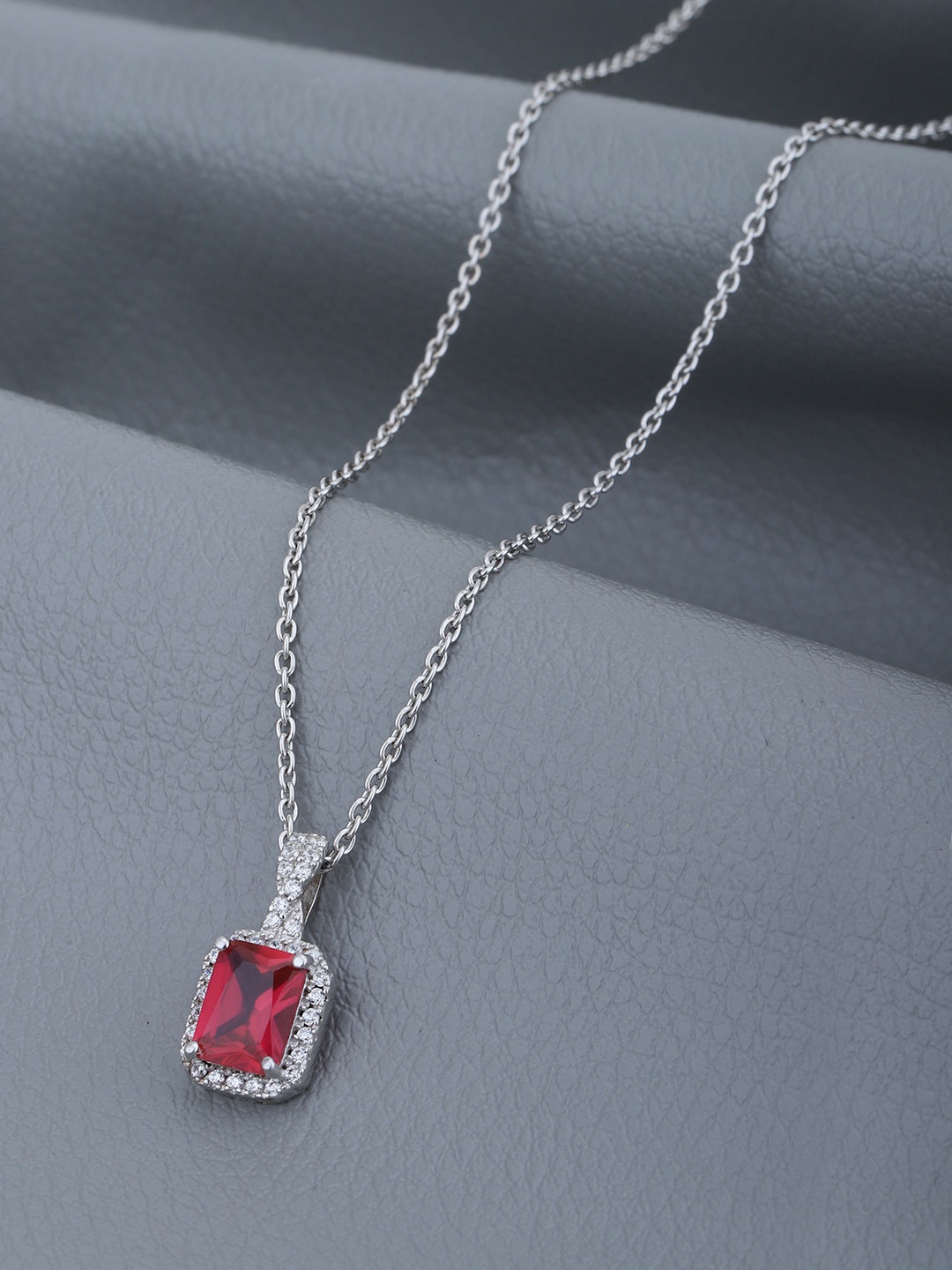

Carlton London 925 Sterling Silver Rhodium-Plated Square Pendants with Chains