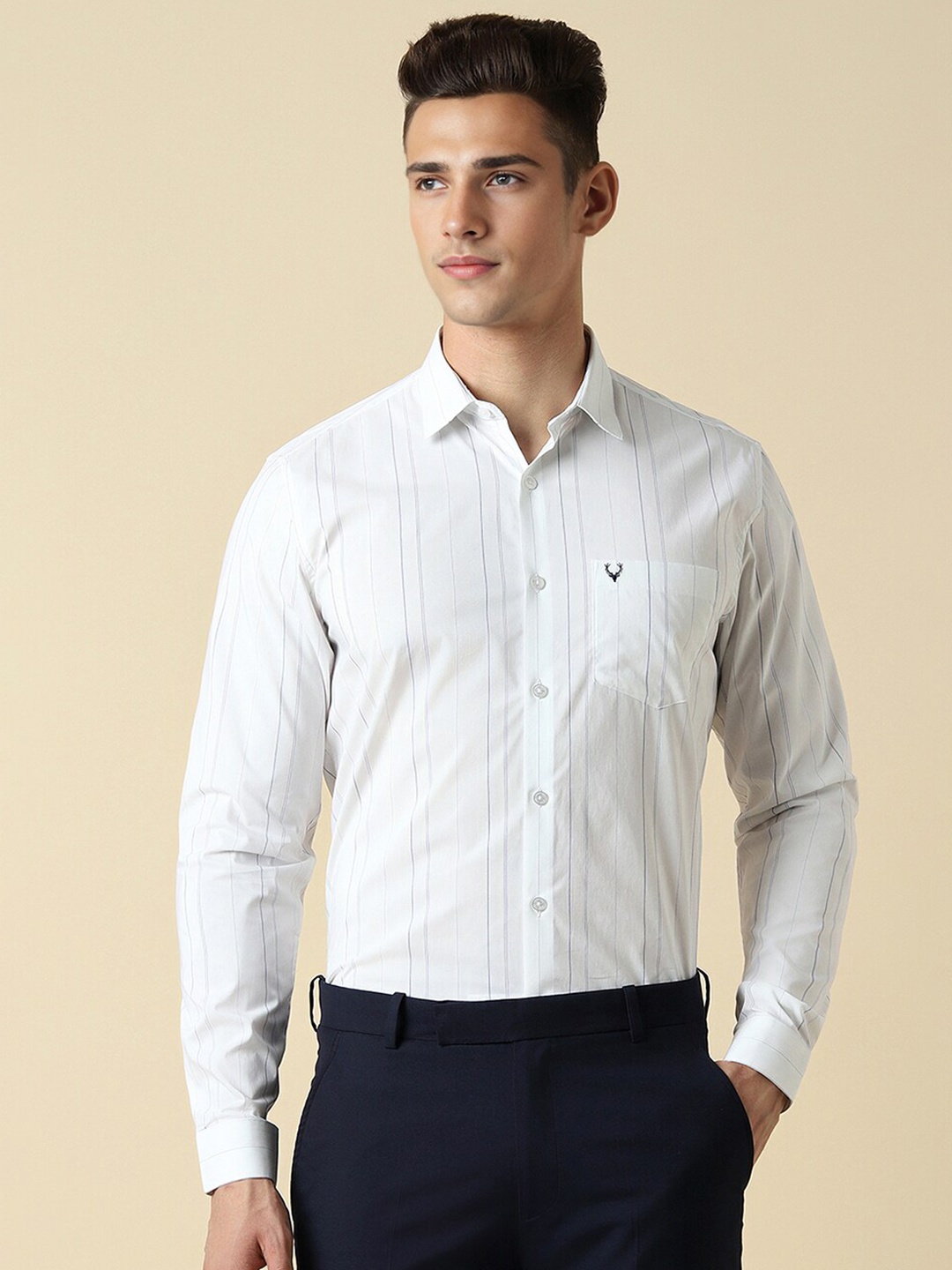 

Allen Solly Spread Collar Slim Fit Full Sleeves Formal Shirt, White
