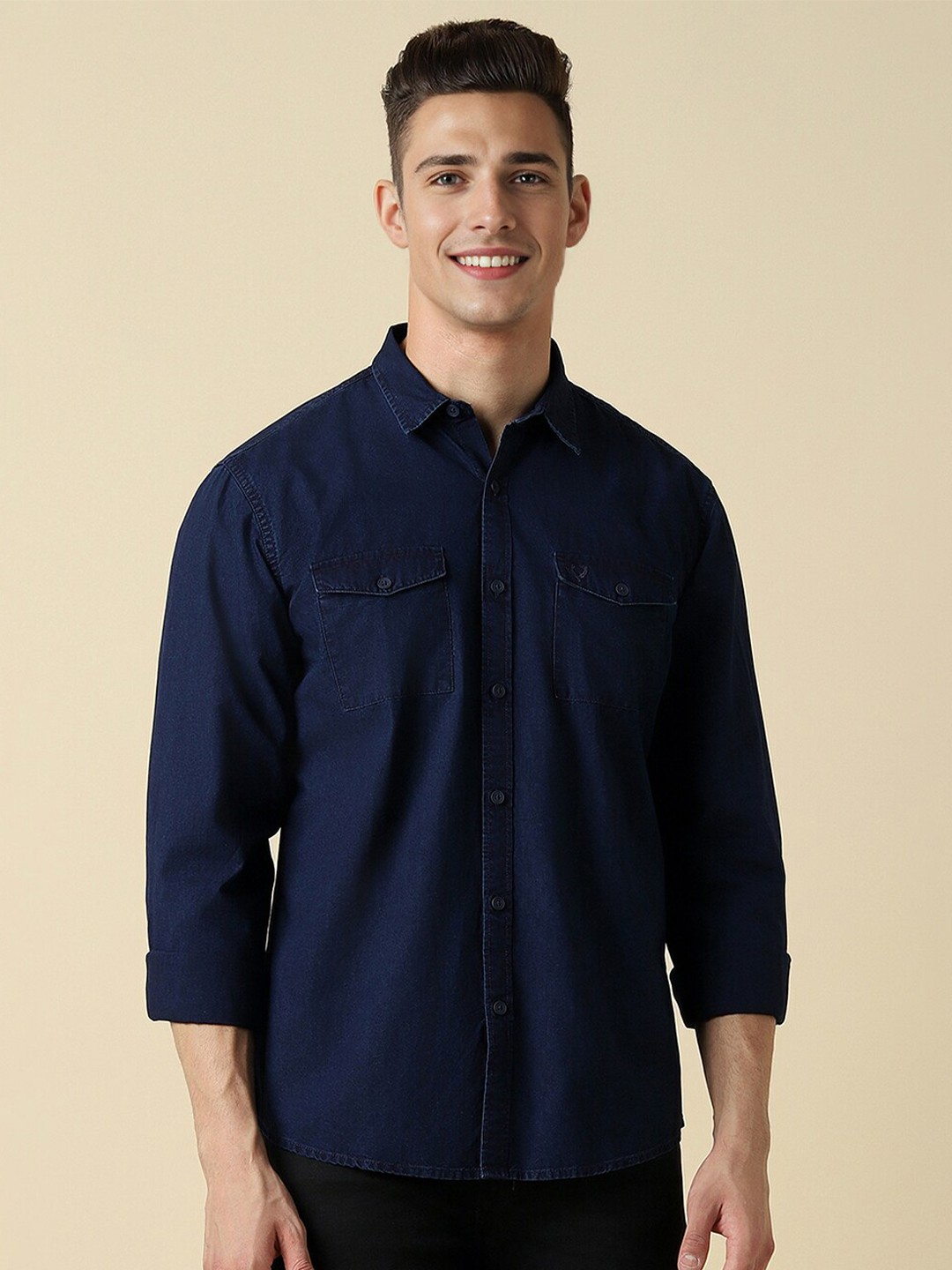 

Allen Solly Spread Collar Full Sleeves Casual Shirt, Navy blue