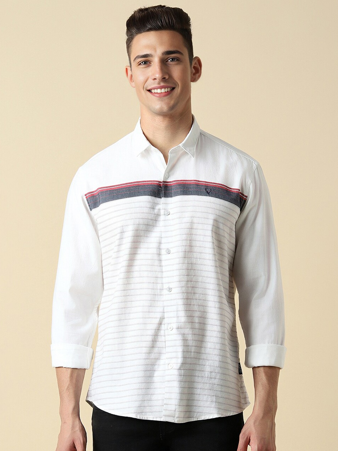 

Allen Solly Horizontal Striped Full Sleeves Casual Shirt, White