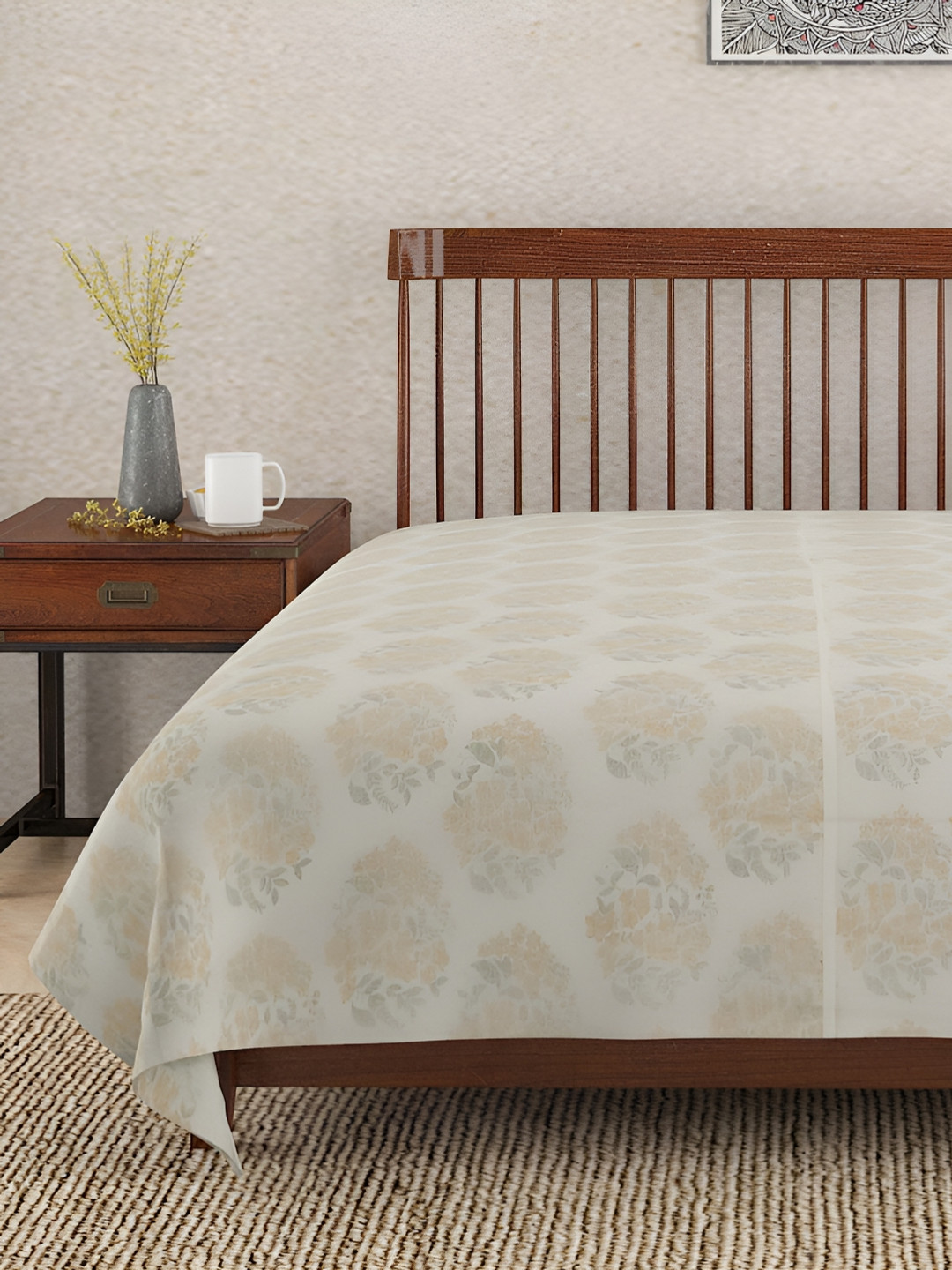 

Fabindia Yellow & Green Ethnic Motifs Printed Cotton Single Bed Blanket