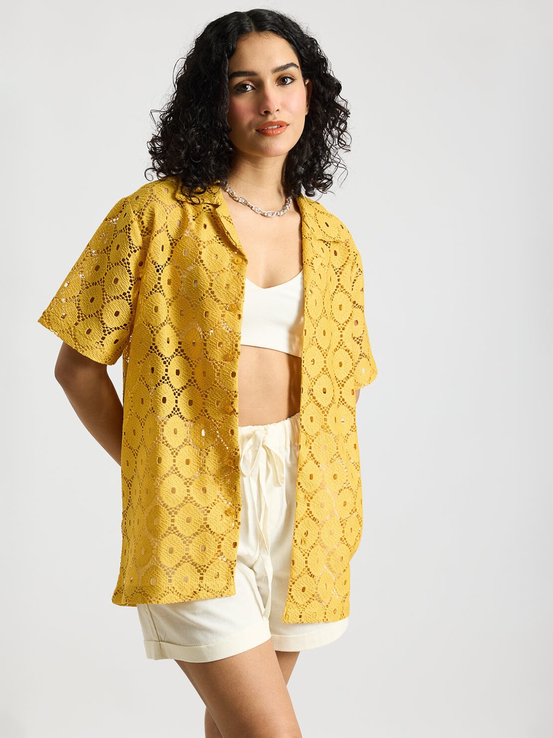 

FREAKINS Floral Opaque Printed Casual Shirt, Yellow