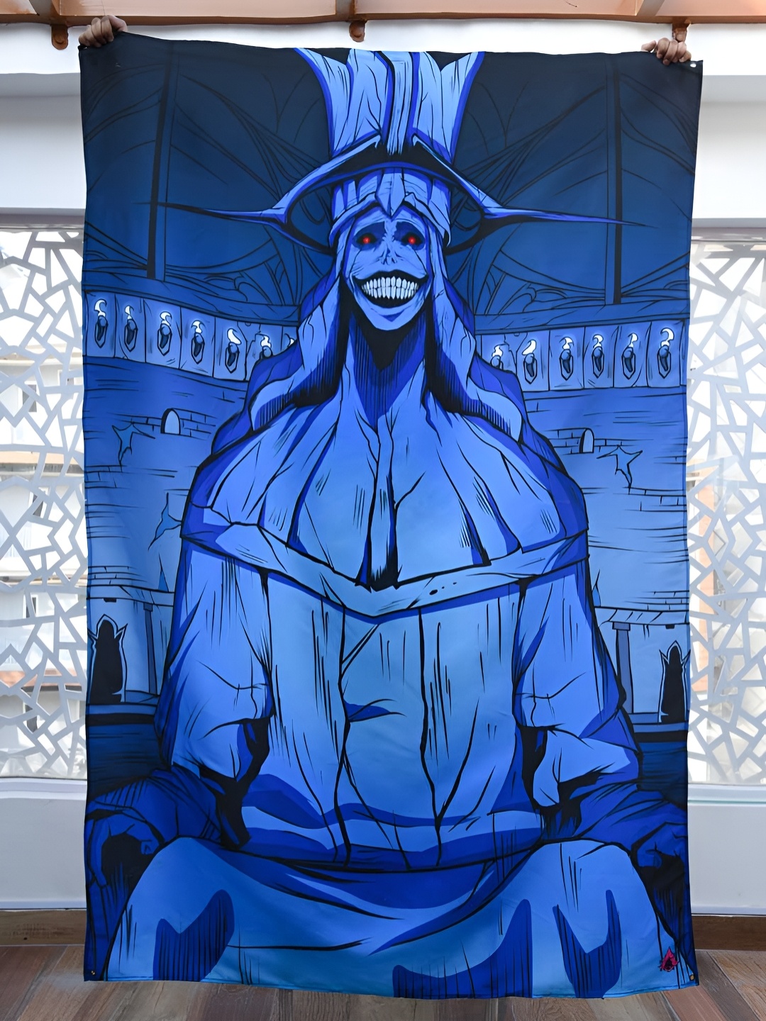 

COMICSENSE Blue Solo Leveling Anime Statue of God Printed Tapestry